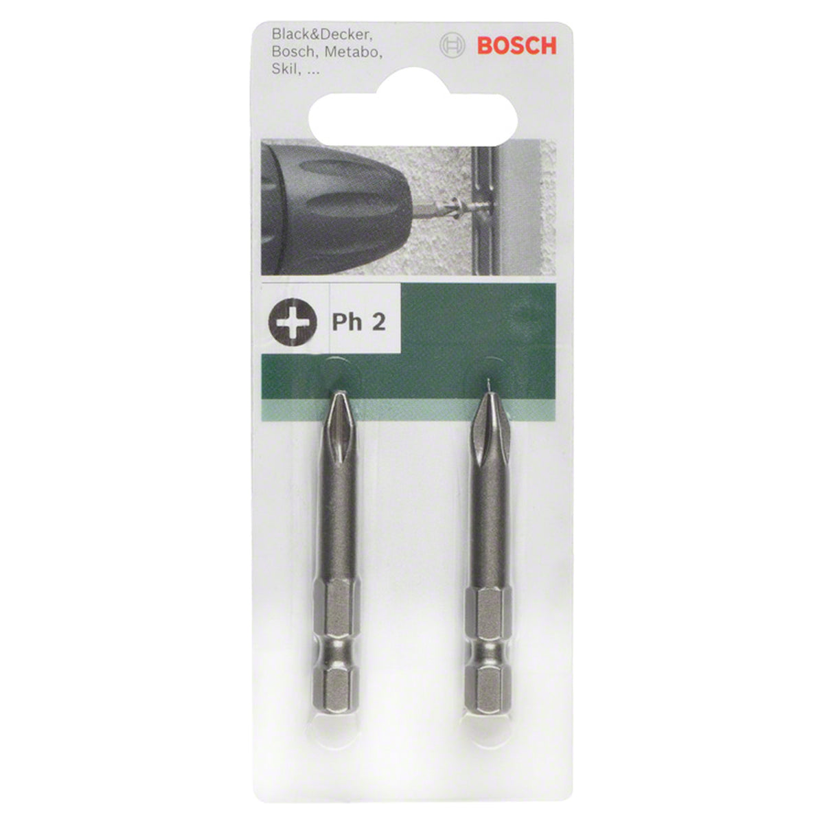 Bosch Screwdriver Bit PH2 (49mm, 2-piece pack, For Philips head screws)