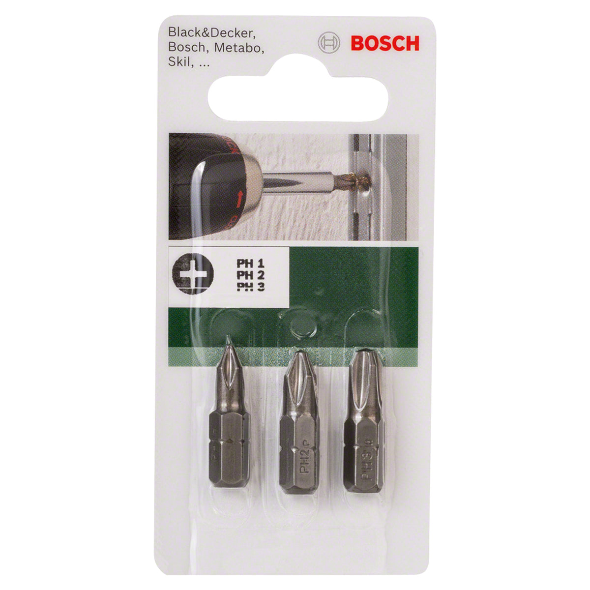 Bosch 3-Piece Standard Quality Screwdriver Set (PH1/2/3, For Philips head screws)