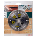 Bosch Diamond Disc Universal All-Purpose 115x22.23mm (for general purpose cutting in various construction materials, robust diamond segments for balanced performance and durability), compatible with angle grinders.