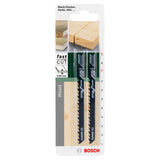 Bosch Jigsaw Blade Set U144D Speed for Wood 2pcs (for fast, rough cuts in softwood, hardwood, and chipboard, optimized for rapid material removal), compatible with jigsaws.