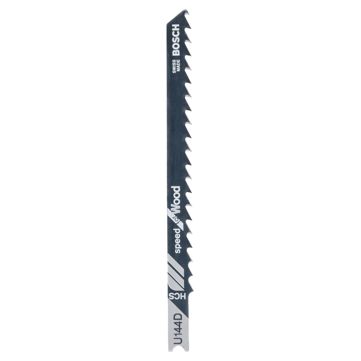 Bosch Jigsaw Blade Set U144D Speed for Wood 2pcs (for fast, rough cuts in softwood, hardwood, and chipboard, optimized for rapid material removal), compatible with jigsaws.
