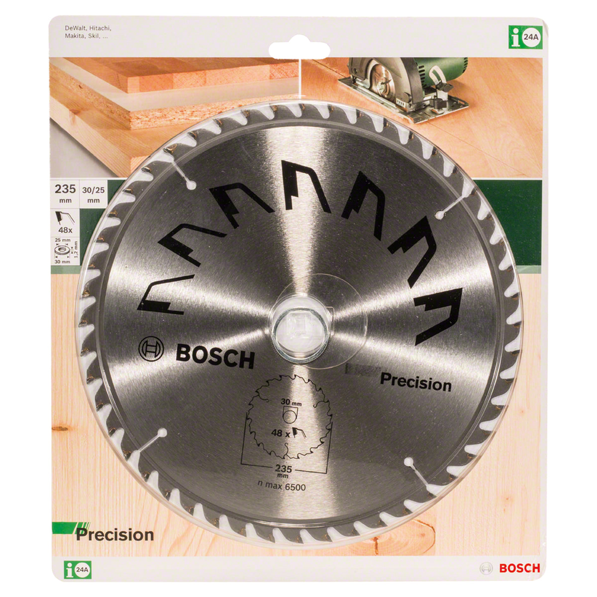 Bosch Precision Circular Saw Blade for Wood 235x30-48 (235mm diameter, 30mm bore, 48 Teeth, ATB, for clean cuts in wood, incl. 1x Saw blade)