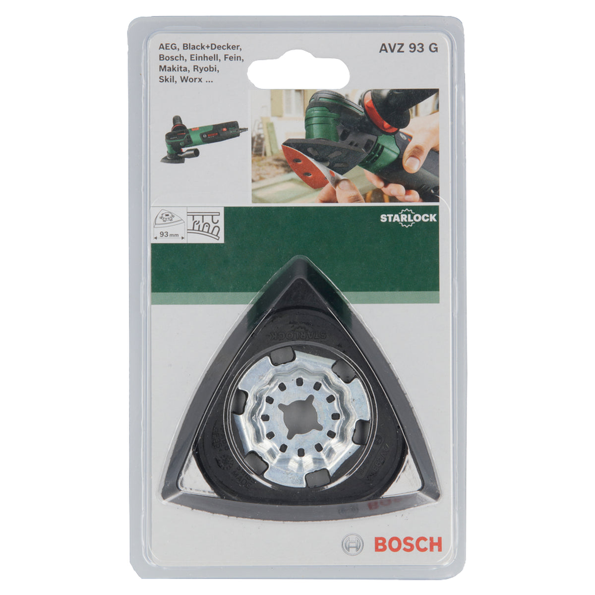 Bosch Sanding Plate Delta AVI93G (for sanding flat surfaces and edges, features a hook-and-loop fastening system for quick and easy sheet changes), compatible with multi-cutters.