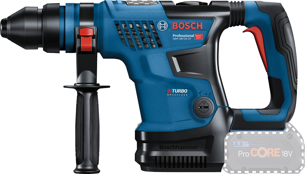 Bosch Professional Cordless Rotary Hammer GBH 18V-34 C (18V System, SDS-Plus, without battery/ charger, carrying case)