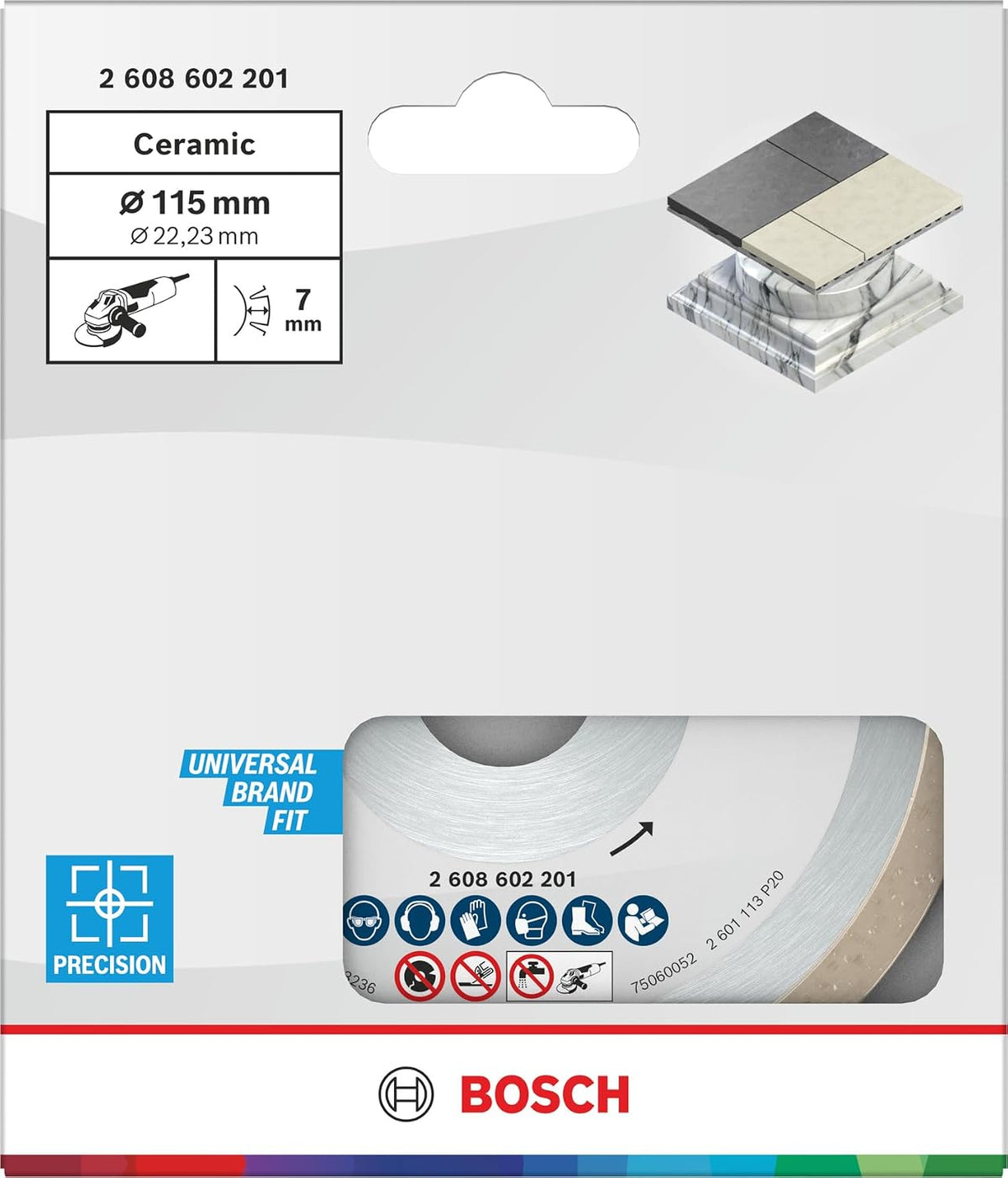 Bosch 2 608 602 201 – Standard for Ceramic Diamond Cutting Disc, 115 × 22.23 mm