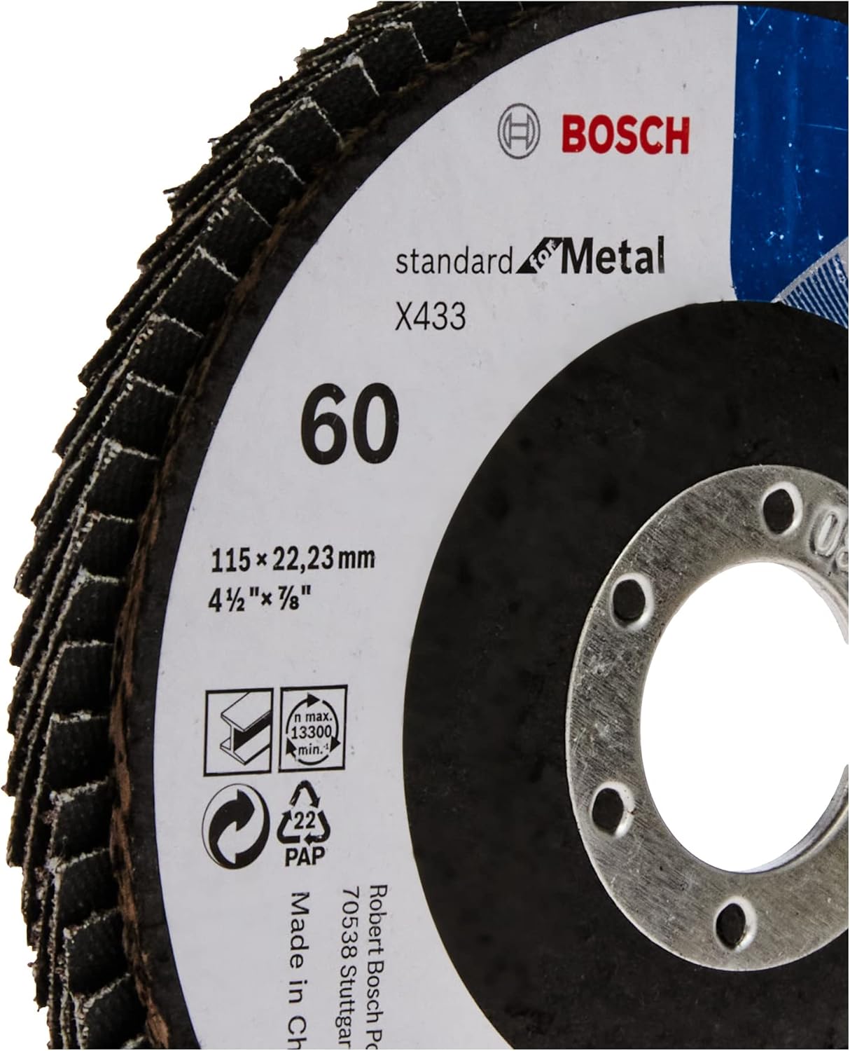 BOSCH JE2 608 601 708 Flap Disc Standard for Metal X433 115mm G60