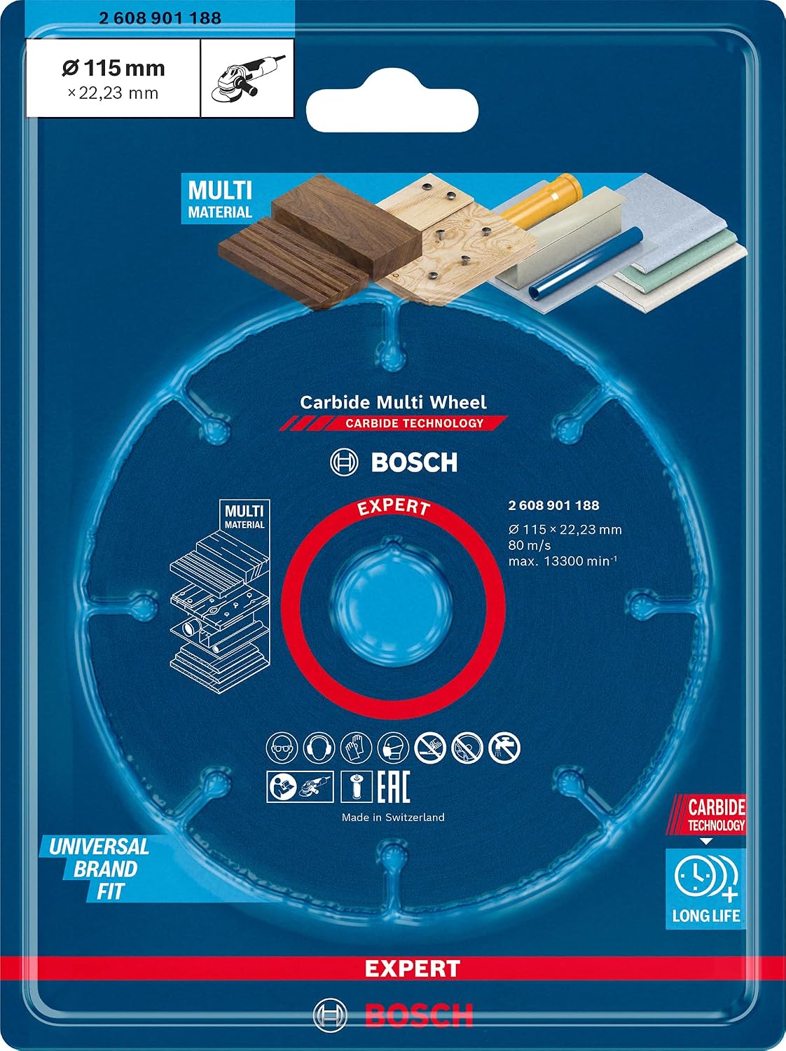 Bosch 2 608 901 188 – EXPERT Carbide Multi Wheel Cutting Disc, 115 × 22.23 mm