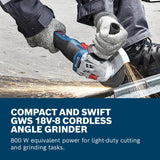 Bosch Professional 18V System Cordless Angle Grinder GWS 18V-8 (Disc Diameter 115mm, incl. 2X GBA 4.0Ah Batteries, GAL 18V-40 Charger, L-BOXX)