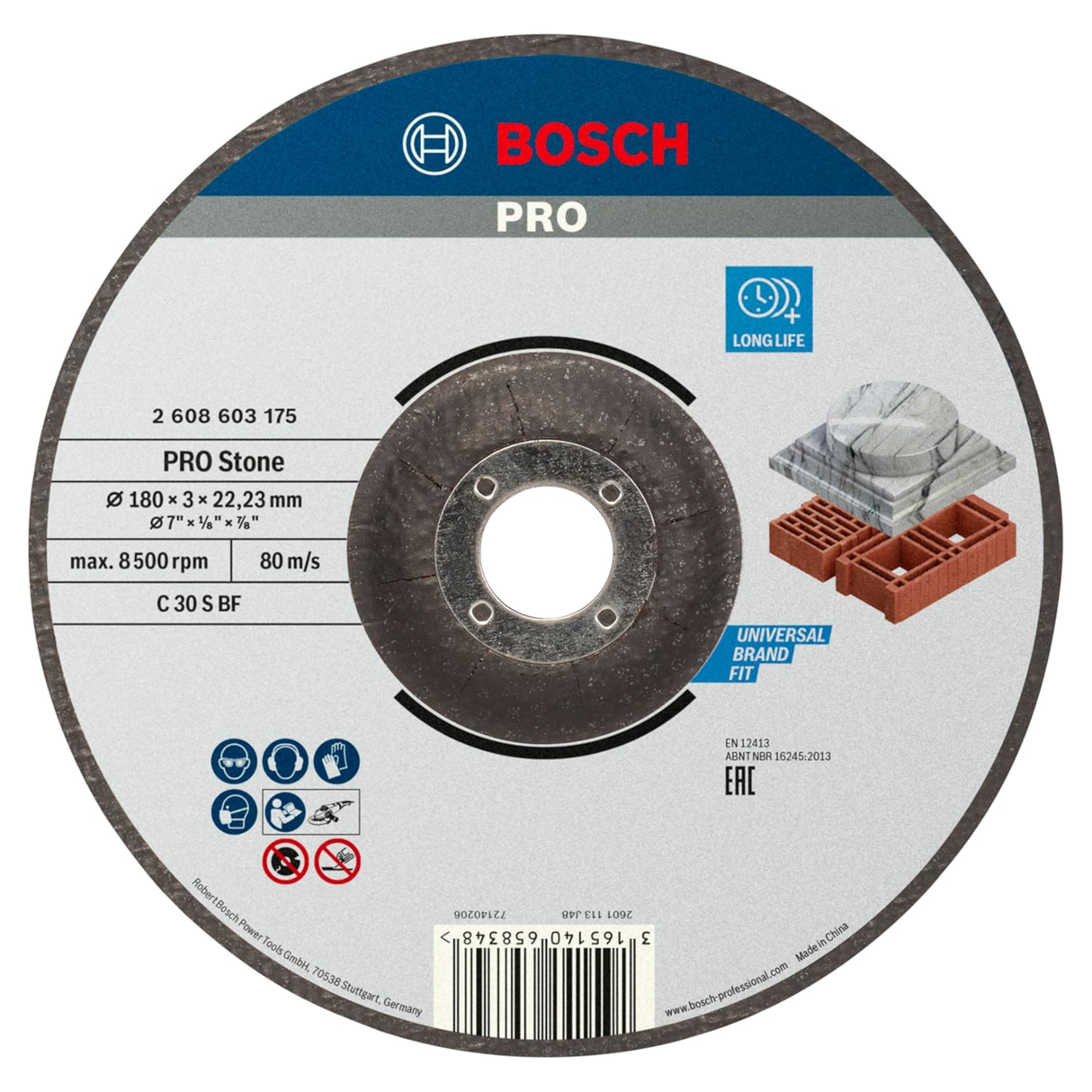 BOSCH JE2 608 603 175 BOSCH JE2 608 603 175 Standard for Stone cutting disc with depressed centre C 30 S BF, 180 mm, 22,23 mm, 3,0 mm