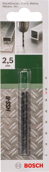 Bosch 2 609 255 003 HSS-R Metal Drill Bit (2.5x30x57mm, For general drilling in metal)