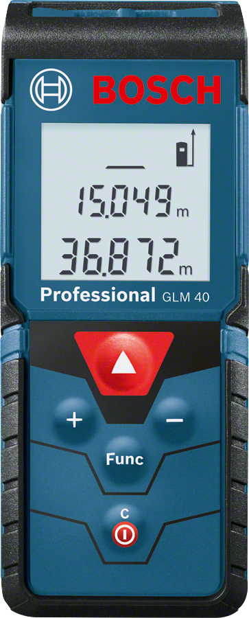 Bosch Professional Laser Measure GLM 40 (Up to 40m range, Area/Volume functions, Robust construction)