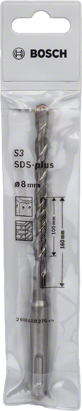 Bosch SDS-Plus-1 Hammer Drill Bit (8x100/160mm, For masonry and concrete)