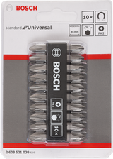 Bosch Double Ended Bit Set Standard for Universal PH2/PH2 (45mm, 10-piece, For universal screwdriving applications)
