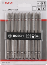 Bosch Double Ended Bit Set PH2 (110mm, 10-piece, For Philips head screws)