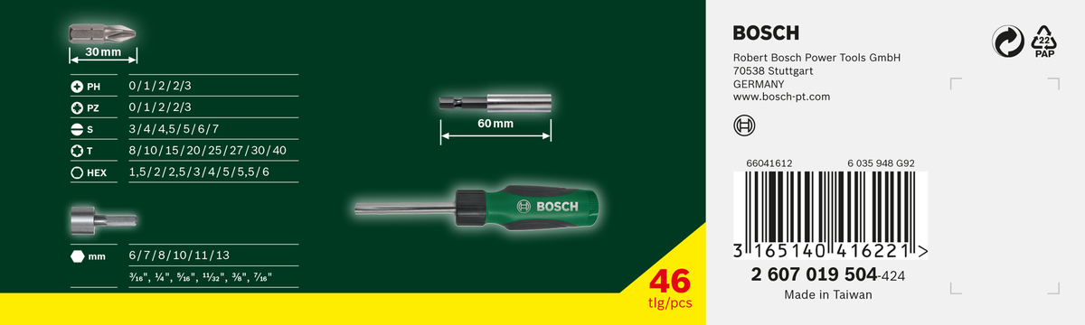 Bosch 46-Piece Mixed Screwdriving Set (Assorted screwdriver bits and accessories for various screwdriving tasks)
