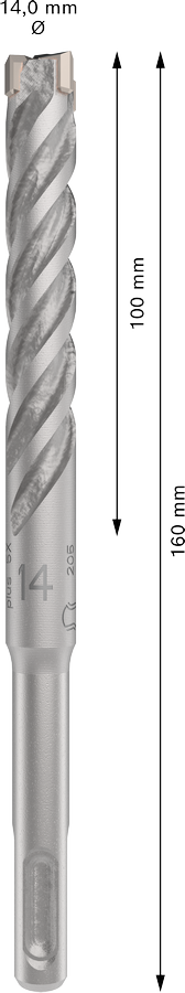 Bosch SDS-Plus-5X Hammer Drill Bit (14x100/160mm, For reinforced concrete and masonry)