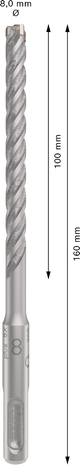 Bosch JE2 608 706 891 SDS-Plus-5X Hammer Drill Bit (8x100/160mm, For reinforced concrete and masonry)