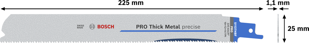 Bosch PROTHICKMETAL PRECISE S1137HBF BLADE 5PC (for precise and strong cuts in thick metal, high-quality material for enhanced durability and performance, bulk pack for continuous use), compatible with jigsaws.
