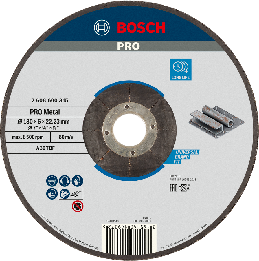 Bosch Grinding Disc Expert for Metal (180x6x22.23mm, For high-performance metal grinding)