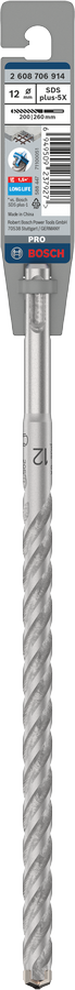 Bosch SDS-Plus-5X Hammer Drill Bit (12x200/260mm, For reinforced concrete and masonry)
