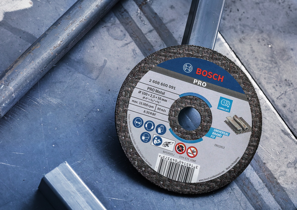 Bosch Cutting Disc Standard for Metal (Flat, 100x2.5x16mm, For general metal cutting applications)
