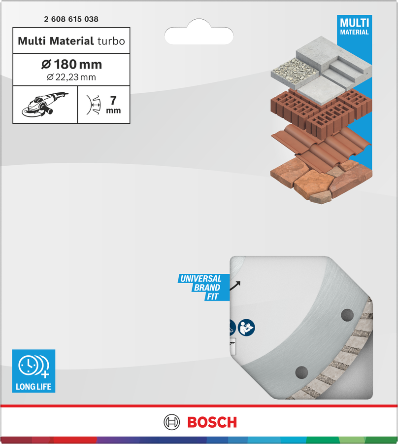 Bosch Diamond Cutting Disc ECO for Universal Turbo (180mm, For general construction materials, cost-effective)